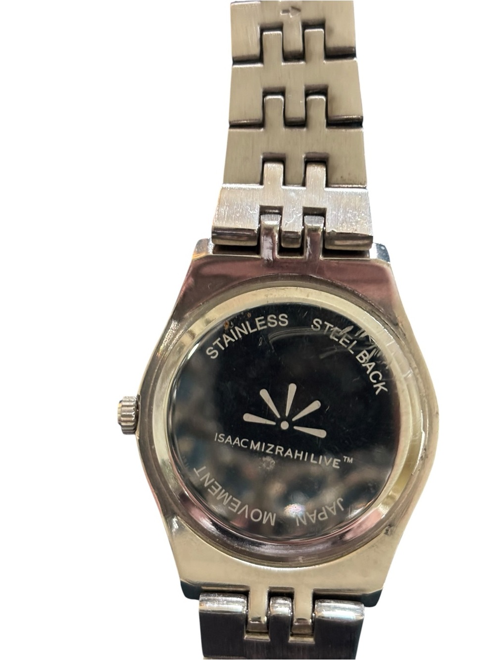 Issac Mizrahi Live Stainless Steel Chain Link Watch Rhinestone Embellished Face - Picture 4 of 5